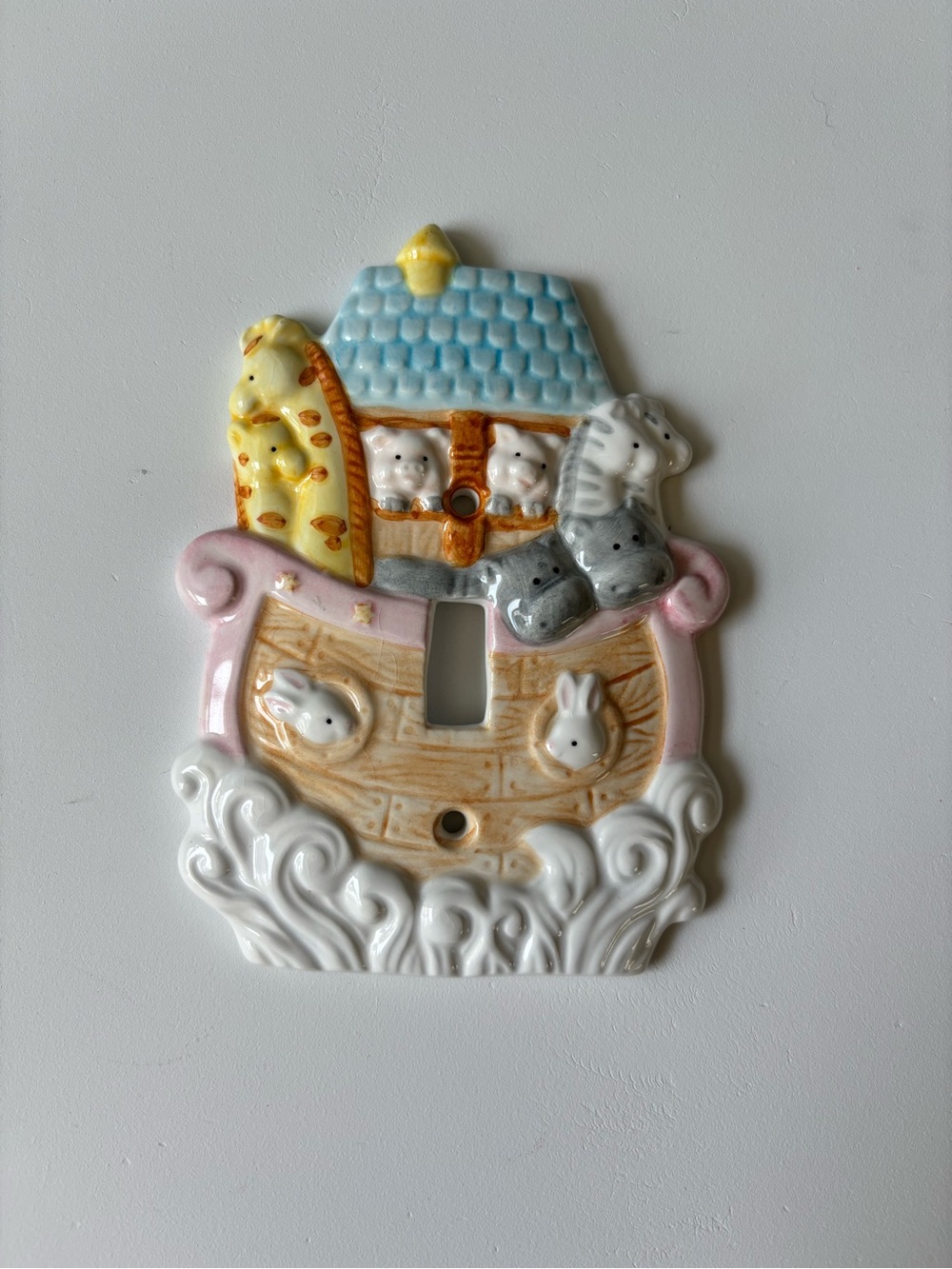Vintage Russ Berrie Noah's Ark Ceramic Light Switch Plate
